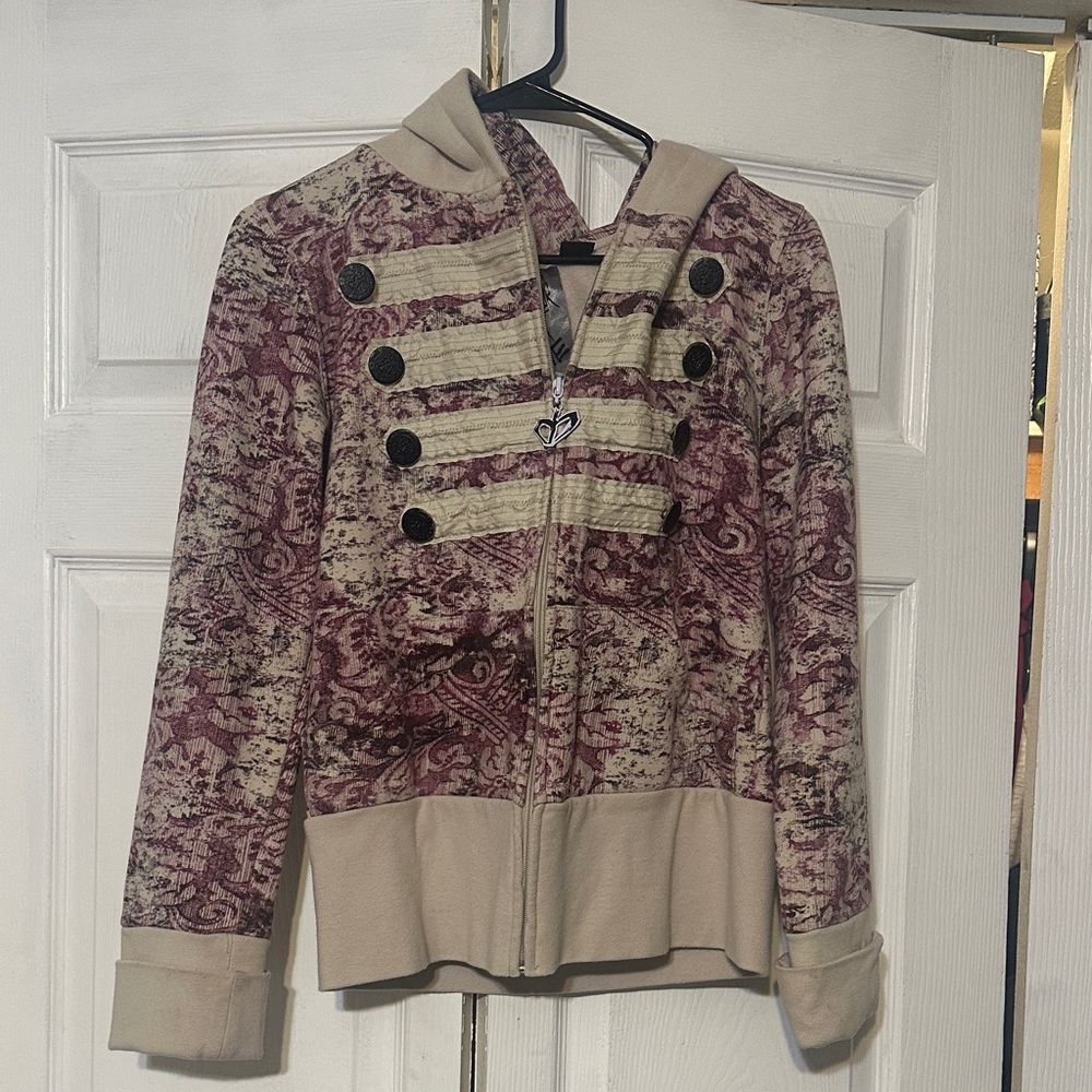 Truth Soul Armor Maroon and Beige Bomber Jacket